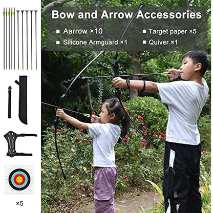 Archery Bow and Arrow Sets for Kids Adult Practice Fiberglass Bow Longbow Kids Toy Bow and Arrow Sets Hunting Accessories