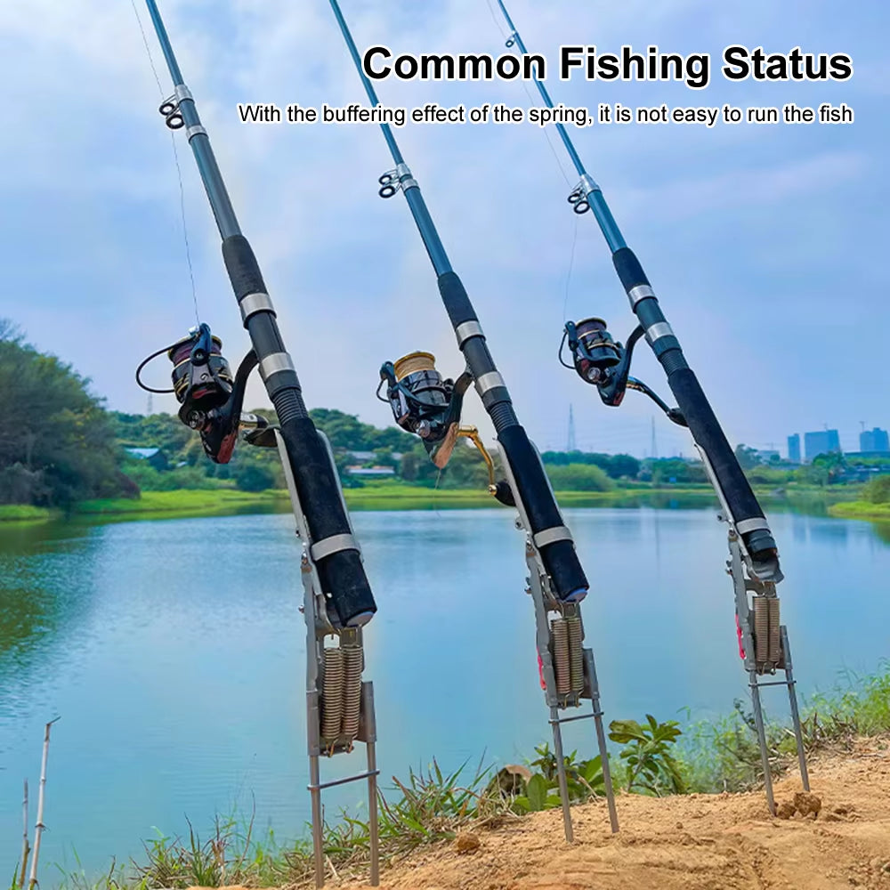 Fishing Rod Ground Holder Base Downhill Automatic Cane Support Stand Fish Pole Folding Holder Suitable Lakes Pond River Stream