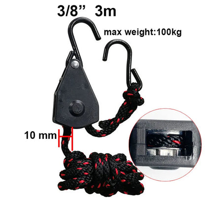 Camping Tent Tie down Rope Tightener Fastening Pulley Ratchet Hangers Awning Rope Hook Canopy Buckle Rope Tightening Straps Tool