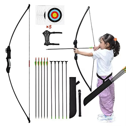 Archery Bow and Arrow Sets for Kids Adult Practice Fiberglass Bow Longbow Kids Toy Bow and Arrow Sets Hunting Accessories